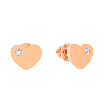 Фото Золоті сережки пусети «Серденька» з фіанітом (арт. 110550)