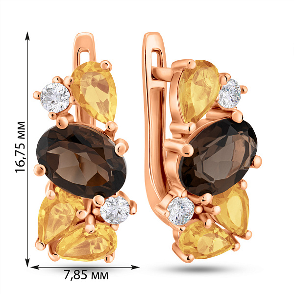 Золотые серьги с кварцем и цитрином (арт. 111256Пкрц) – изображение 5
