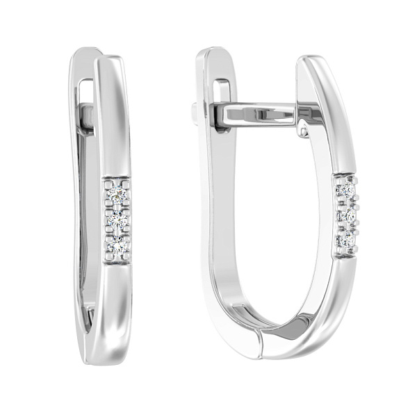 Сережки в белом цвете металла с бриллиантами (арт. С011198б) – изображение 1