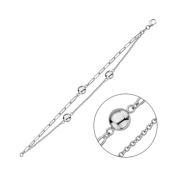 Двойной браслет из белого золота (арт. 3261108б) – изображение 1