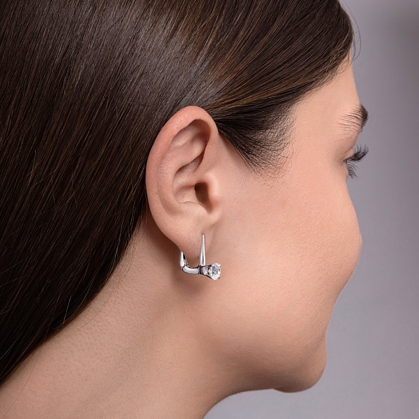 Серьги из белого золота с фианитами (арт. 104798б) – изображение 3