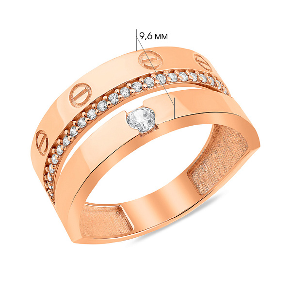Кольцо из красного золота с фианитами (арт. 156591) – изображение 4