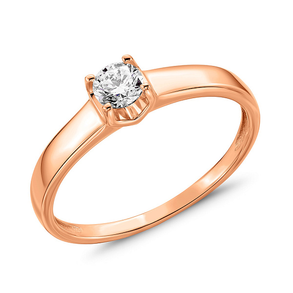 Каблучка з червоного золота з діамантом (арт. 1191243201) – зображення 1