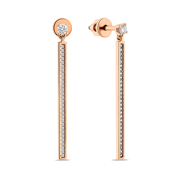 Золотые серьги с подвесками и фианитами (арт. 110563) – изображение 1