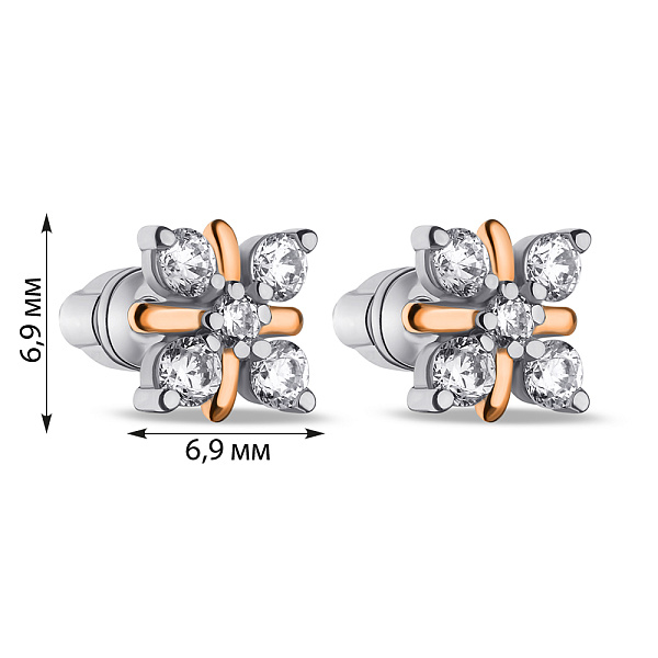 Срібні сережки-пусети з фіанітами (арт. 7518/2097) – зображення 2