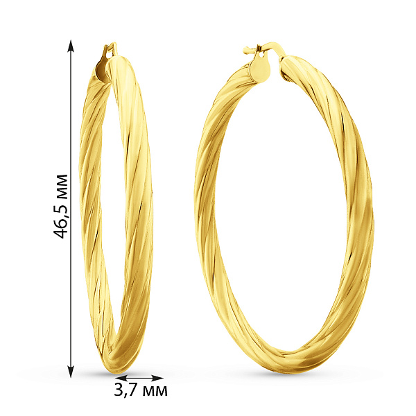 Серьги-кольца из желтого золота (арт. 100913/45ж) – изображение 5