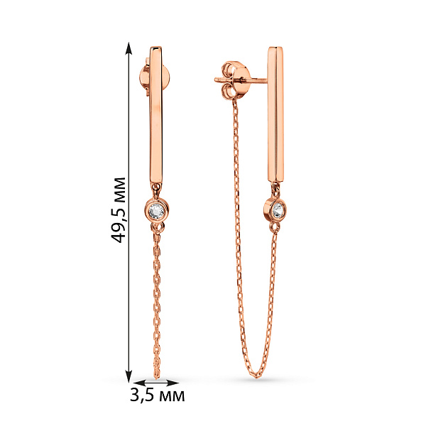 Сережки-пусети з червоного золота (арт. 1091088) – зображення 2