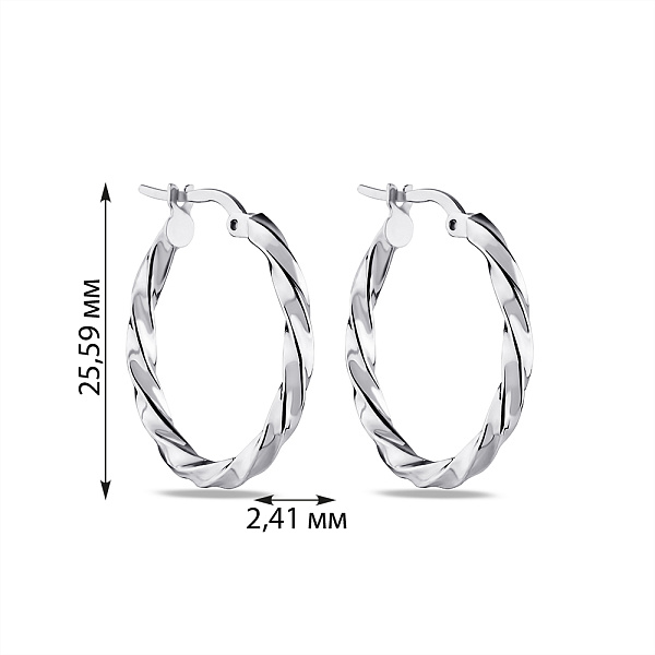 Серьги-кольца из серебра без камней (арт. 7502/1614/25) – изображение 2
