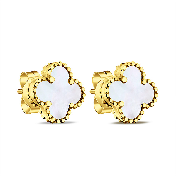 Серебряные серьги с желтым родированием и перламутром (арт. 7518/5645/10жп) – изображение 1