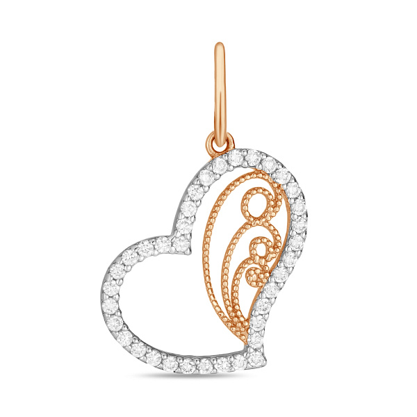 Кулон «Сердце» из красного золота с фианитами (арт. 422376) – изображение 1