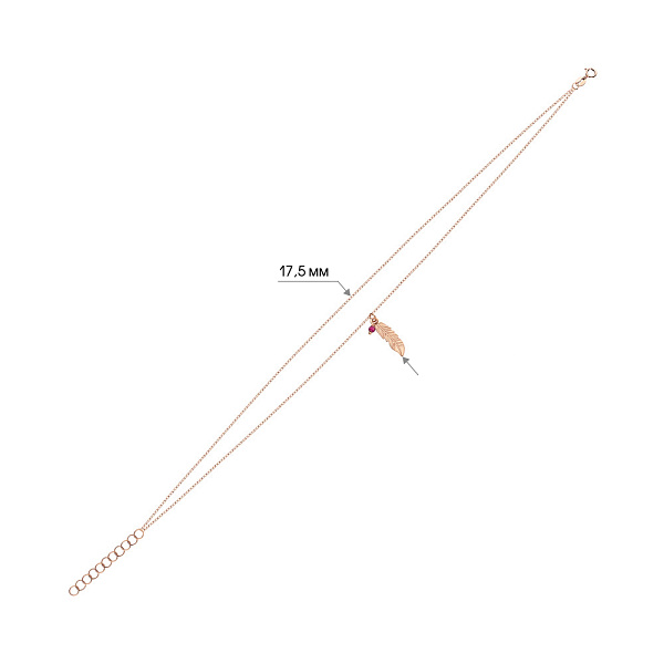 Браслет з червоного золота на ногу (арт. 326965кн) – зображення 2