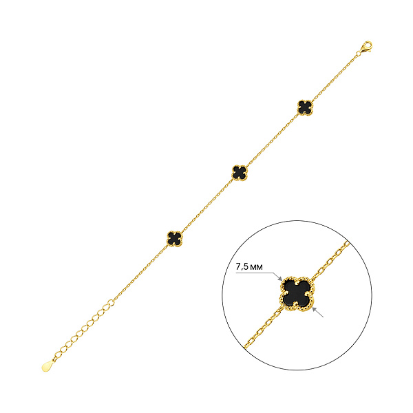 Срібний браслет Конюшина з оніксом (арт. 7509/1364/7жо) – зображення 2
