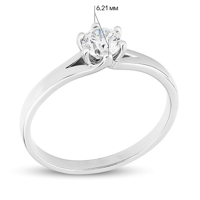 Золотое кольцо в белом цвете металла с бриллиантом  (арт. К01116404016б)