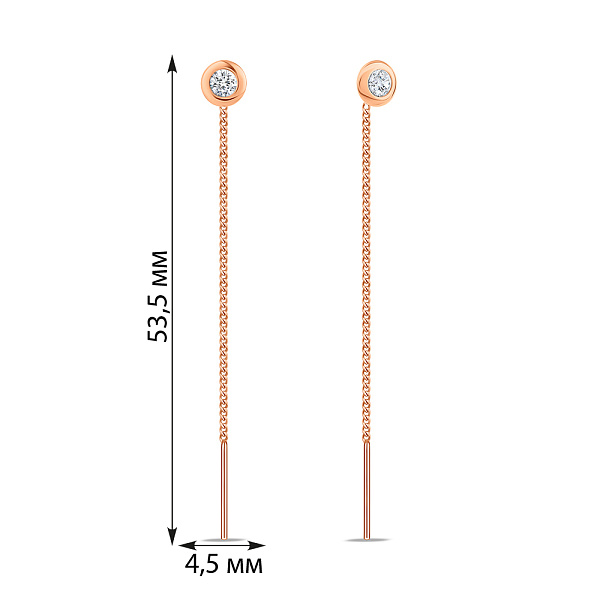 Золотые серьги-протяжки с фианитами (арт. 104980/2) – изображение 2
