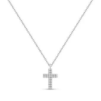 Срібне кольє Хрестик з доріжкою із фіанітів (арт. 7507/2341)