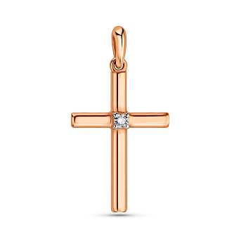 Золотая подвеска-крестик с бриллиантом (арт. 3103637201)
