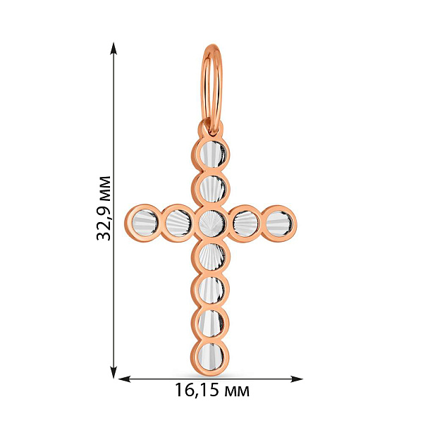Хрестик з червоного і білого золота (арт. 440764/1кб) – зображення 2