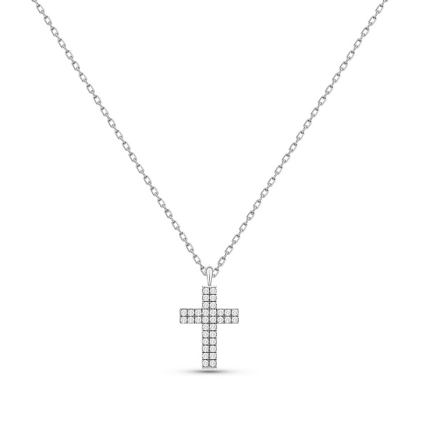 Срібне кольє Хрестик з доріжкою із фіанітів (арт. 7507/2341) – зображення 1