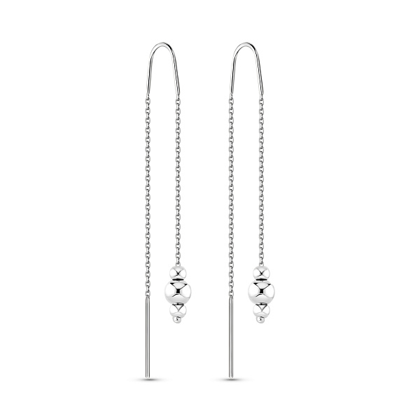 Серьги-протяжки из белого золота с шариками (арт. 109844б) – изображение 1