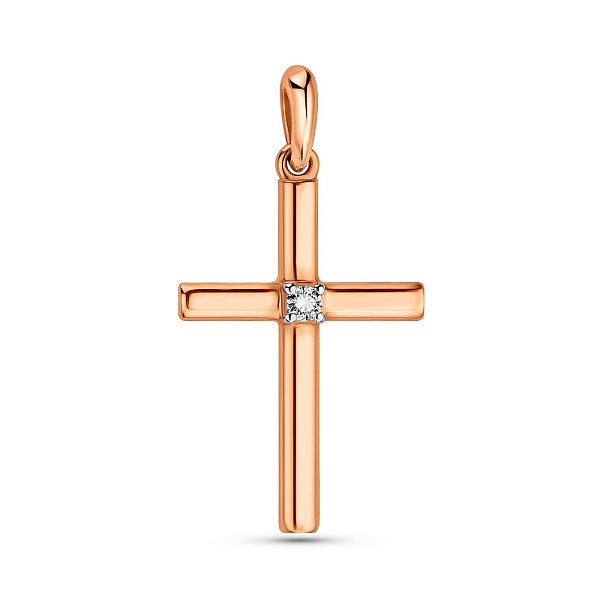 Золотая подвеска-крестик с бриллиантом (арт. 3103637201) – изображение 1