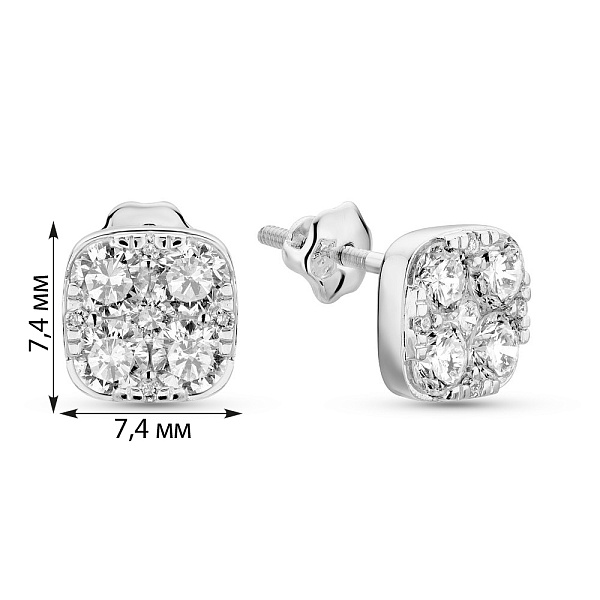 Пусеты из белого золота с бриллиантами  (арт. С341589090б) – изображение 2