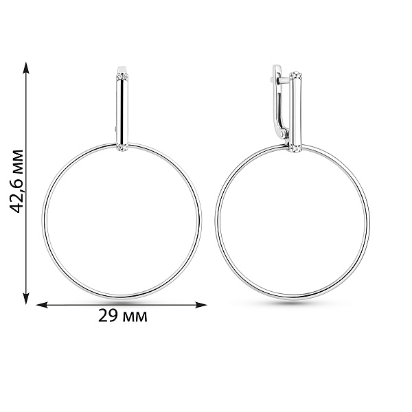 Сережки-підвіски з білого золота з фіанітами (арт. 110603б) – зображення 2