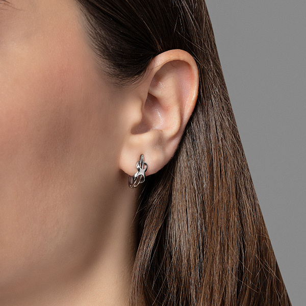Серьги из белого золота без камней (арт. 116000б) – изображение 2