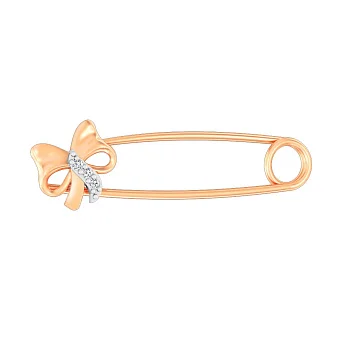 Золота шпилька «Бант» з фіанітами (арт. 360083)