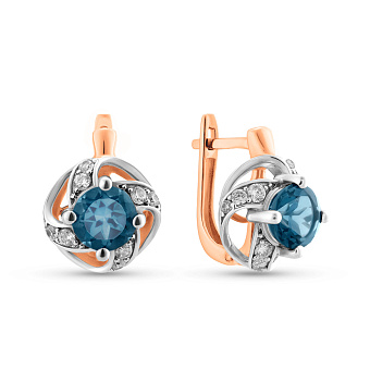 Фото Золотые серьги с топазом и фианитами (арт. 111045Пл)