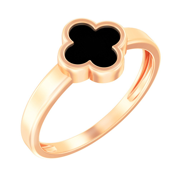 Золотое кольцо с эмалью (арт. 141087ч) – изображение 1