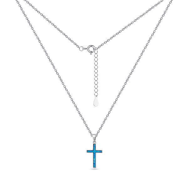 Серебряное колье с опалом и фианитами (арт. 7507/2453Пос) – изображение 2