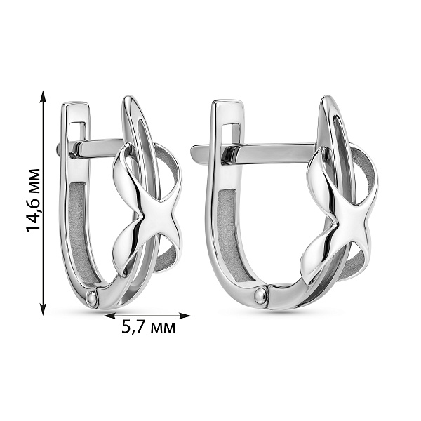 Серьги из белого золота без камней (арт. 116000б) – изображение 3