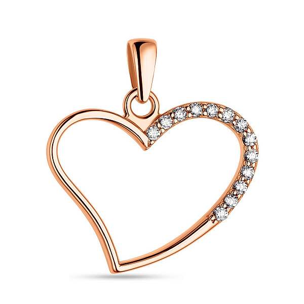 Золотий підвіс Серце з фіанітами (арт. 424451) – зображення 1