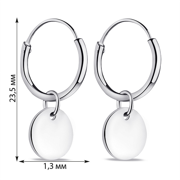 Сережки зі срібла без каміння (арт. 7502/9580/15) – зображення 2