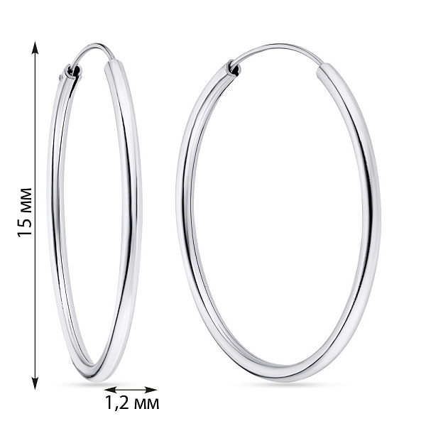 Серьги-кольца из серебра  (арт. 7502/2427/15) – изображение 2