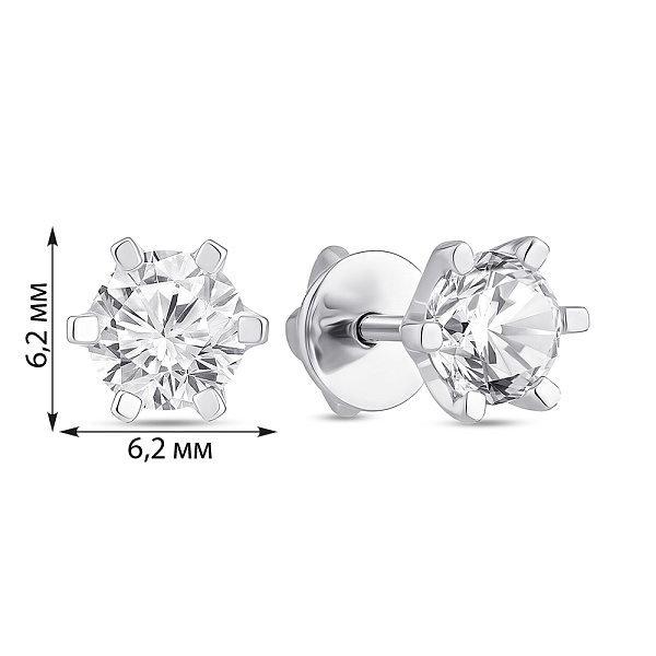 Серебряные пусеты с одним фианитом (арт. 7518/2967р) – изображение 2
