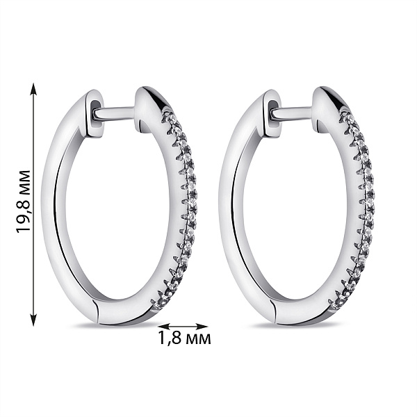 Серебряные серьги-кольца с фианитами (арт. 7502/9784/20) – изображение 2