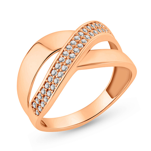 Кольцо из красного золота с фианитами (арт. 156064) – изображение 1