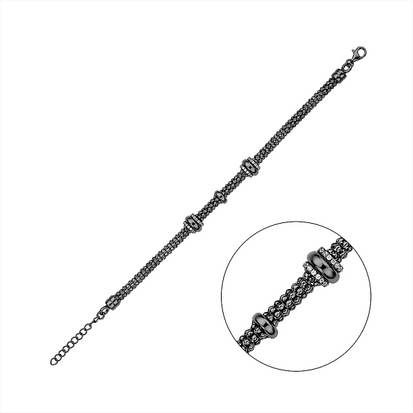 Срібний браслет з фіанітами (арт. 7509/4729ч) – зображення 1