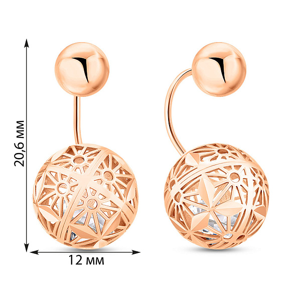 Золотые серьги-джекеты с фианитами (арт. 1091731) – изображение 3