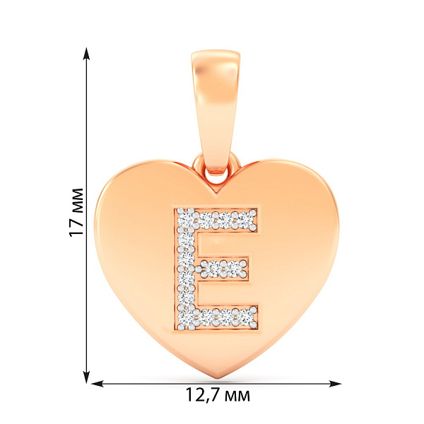 Кулон Буква Е из красного золота с фианитами (арт. 440984) – изображение 2