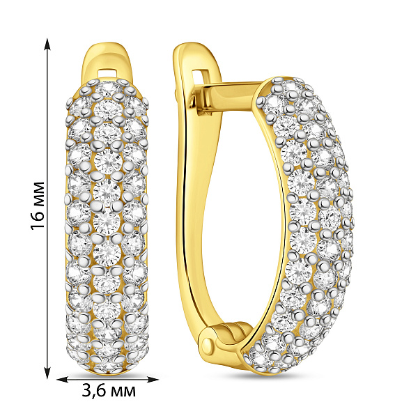 Серьги из желтого золота с дорожкой из фианитов (арт. 110228ж) – изображение 3
