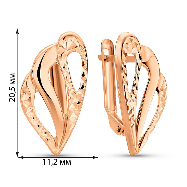 Сережки з червоного золота з алмазною гранню (арт. 108869) – зображення 2
