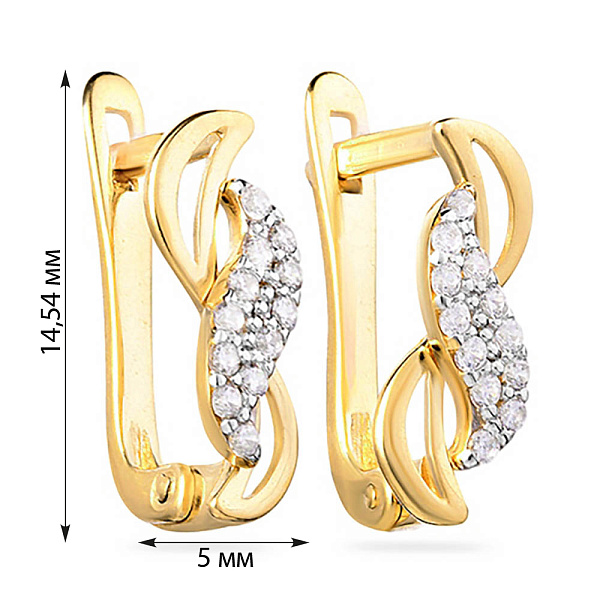 Золотые серьги в желтом цвете металла с фианитами (арт. 110321ж) – изображение 2