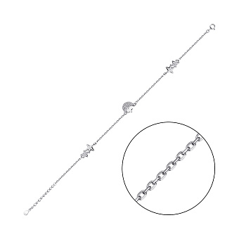 Серебряный браслет на ногу с фианитами (арт. 7509/4764н)