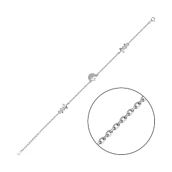 Серебряный браслет на ногу с фианитами (арт. 7509/4764н)