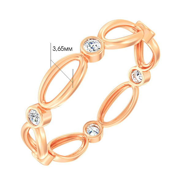 Кольцо из красного золота с фианитами (арт. 140785) – изображение 3