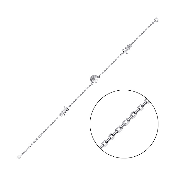 Серебряный браслет на ногу с фианитами (арт. 7509/4764н) – изображение 1