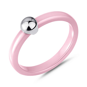 Кольцо из розовой керамики и серебра (арт. 7501/1444313кмр)