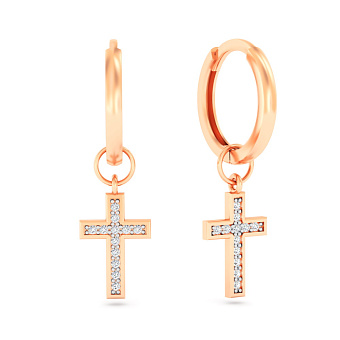 Серьги Крестики из золота с фианитами (арт. 110013)